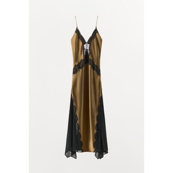 ZARA COMBINATION SATIN LACE DRESS - Picture 4 of 6